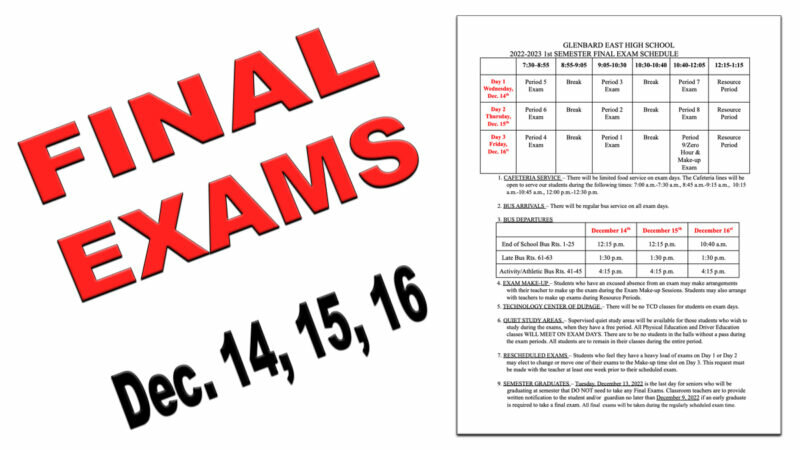 Glenbard East High School - Final Exams December 14, 15, 16